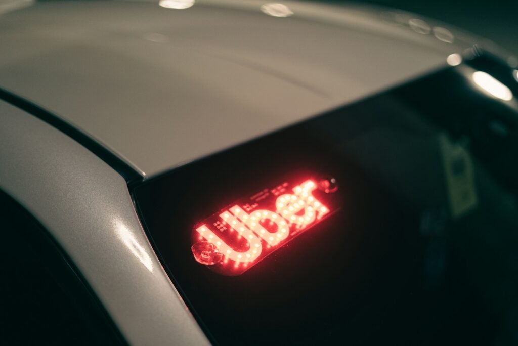 A close up of a car's tail light