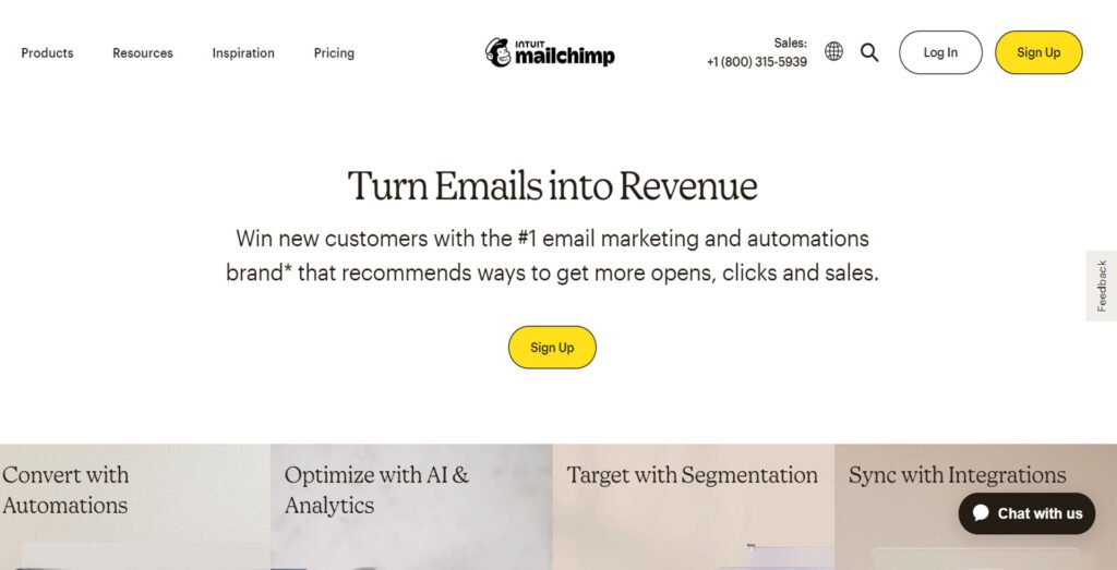 Mailchimp website 1