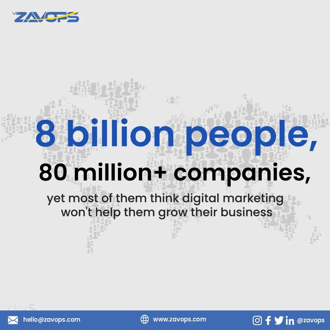 The world population just hit #8billion and yet we're concerned about what most businesses are missing out on. 
. 
. 
. 
. 
#zavops #performacemarketing #marketingagency #datadriven #datadrivenmarketing #growthmarketing #brandanalysis #revenuegeneration #digitalagency  #inboundmarketing #revenuegrowth #WorldPopulation